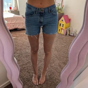 Wrangler Women's Light Blue Frayed Denim Cutoff Shorts Size 32